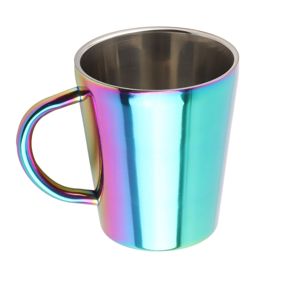 300ml Double Layer Water Cup with Handle Stainless Steel Coffee Insulated Mug for HomeColorful