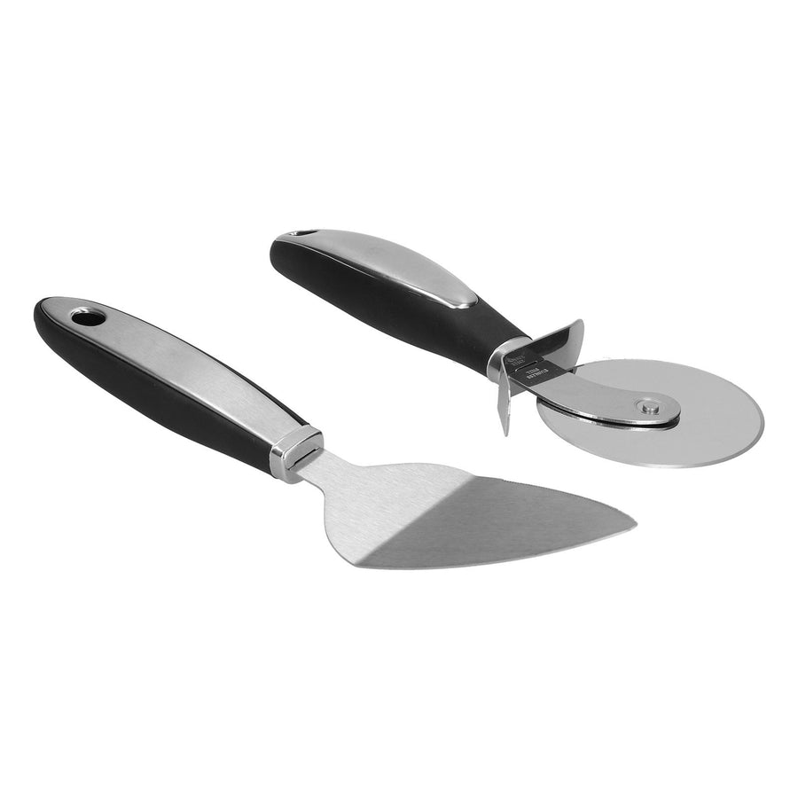 2Pcs set Pizza Cutter Spatula Stainless Steel Pizza Spatula Spade with Non Slip Handle
