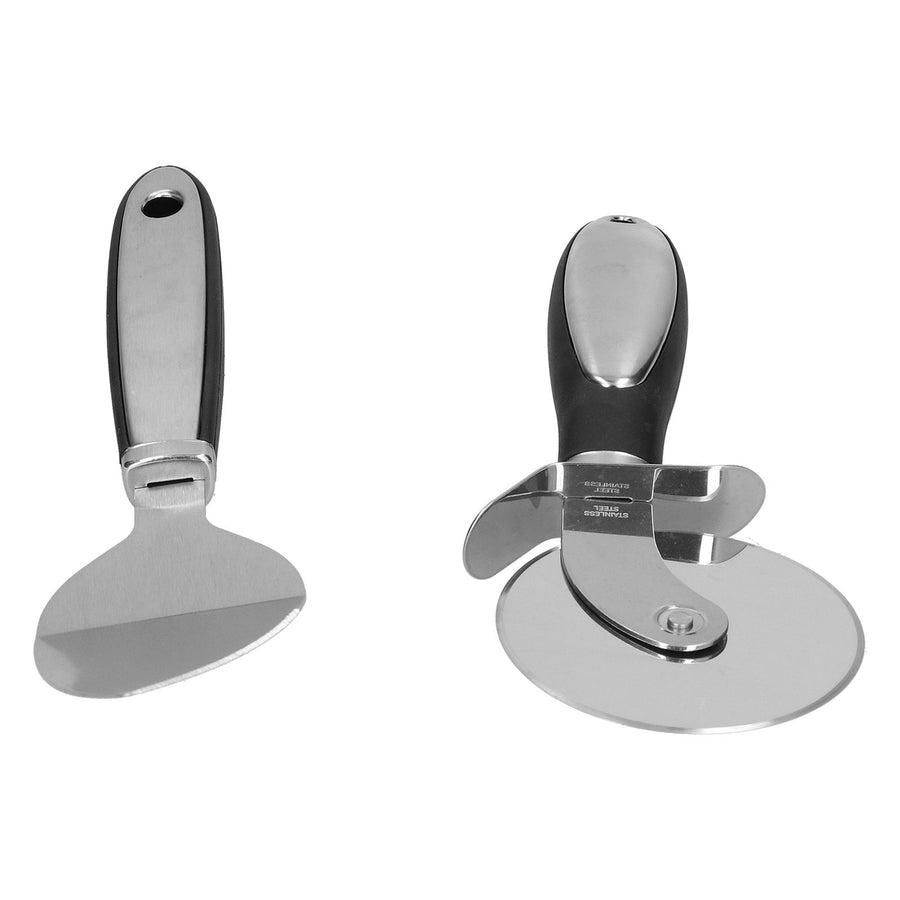 2Pcs set Pizza Cutter Spatula Stainless Steel Pizza Spatula Spade with Non Slip Handle