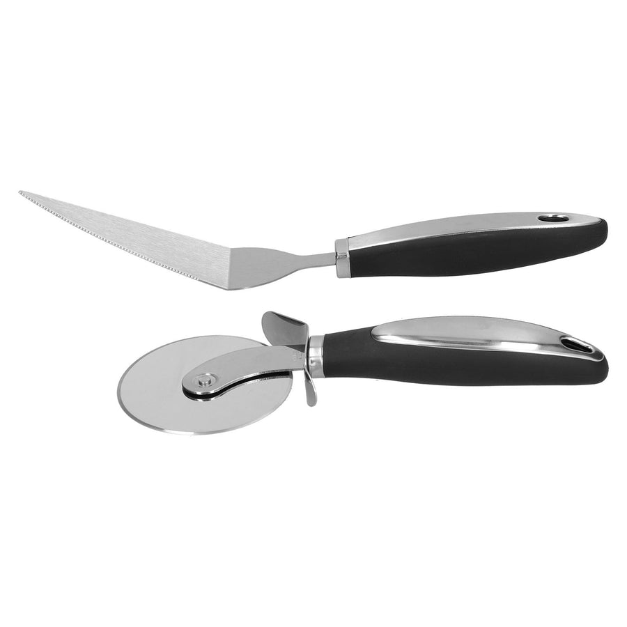 2Pcs set Pizza Cutter Spatula Stainless Steel Pizza Spatula Spade with Non Slip Handle