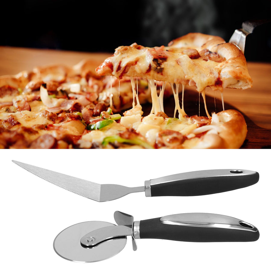 2Pcs set Pizza Cutter Spatula Stainless Steel Pizza Spatula Spade with Non Slip Handle