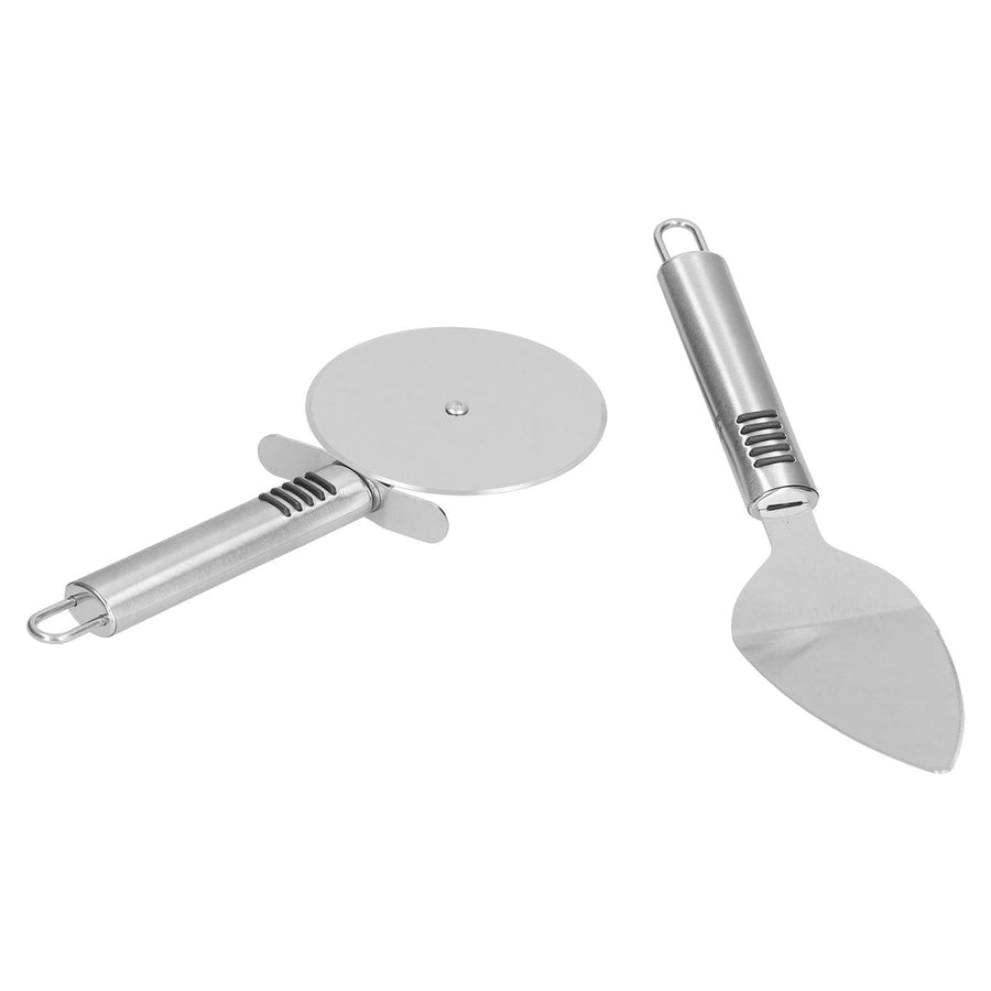 Pizza Cutter 2PCS Stainless Steel Blade Polishing Process Ergonomic Handle Shovel Rolling Cut Pizza Cutter