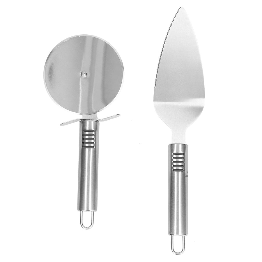 Pizza Cutter 2PCS Stainless Steel Blade Polishing Process Ergonomic Handle Shovel Rolling Cut Pizza Cutter