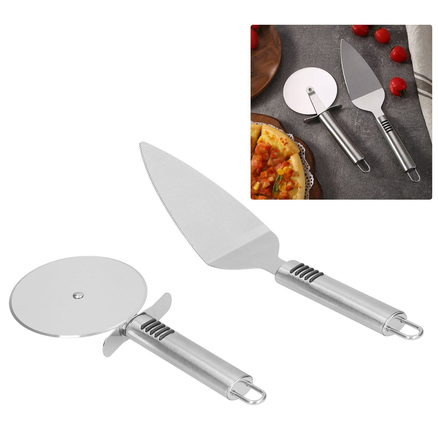 Pizza Cutter 2PCS Stainless Steel Blade Polishing Process Ergonomic Handle Shovel Rolling Cut Pizza Cutter