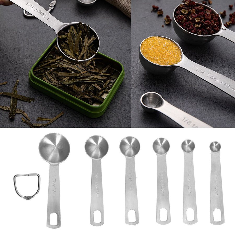 Stainless Steel Measuring Spoon with Scale Seasoning Spoon Set Baking Tool for Home Kitchen6Pcs/Set
