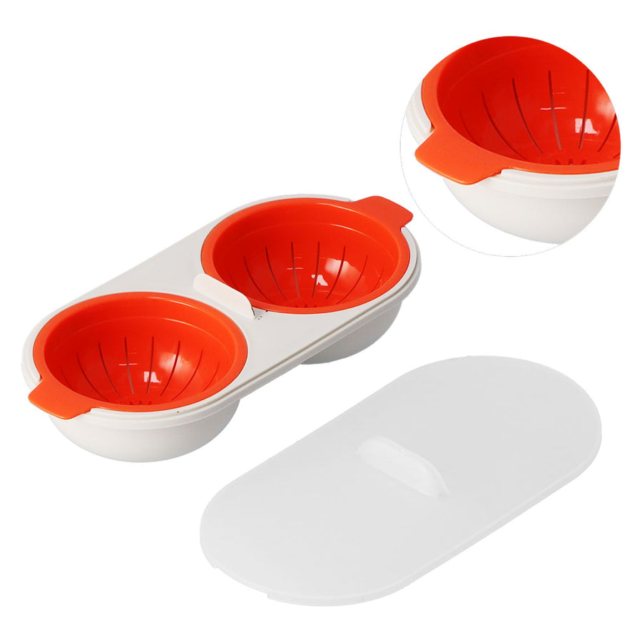 Microwave Egg Cooker Food Grade PP Removable Drain Basket Egg Cooker for Microwave Boiled EggsRed