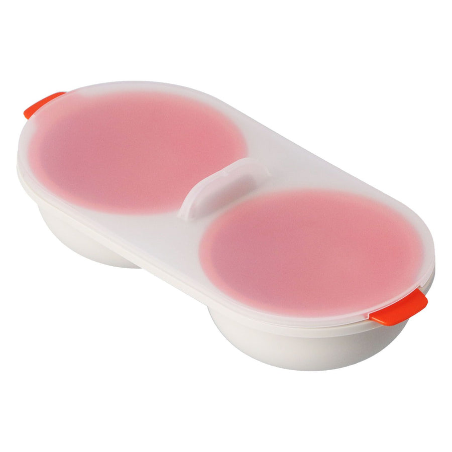 Microwave Egg Cooker Food Grade PP Removable Drain Basket Egg Cooker for Microwave Boiled EggsRed