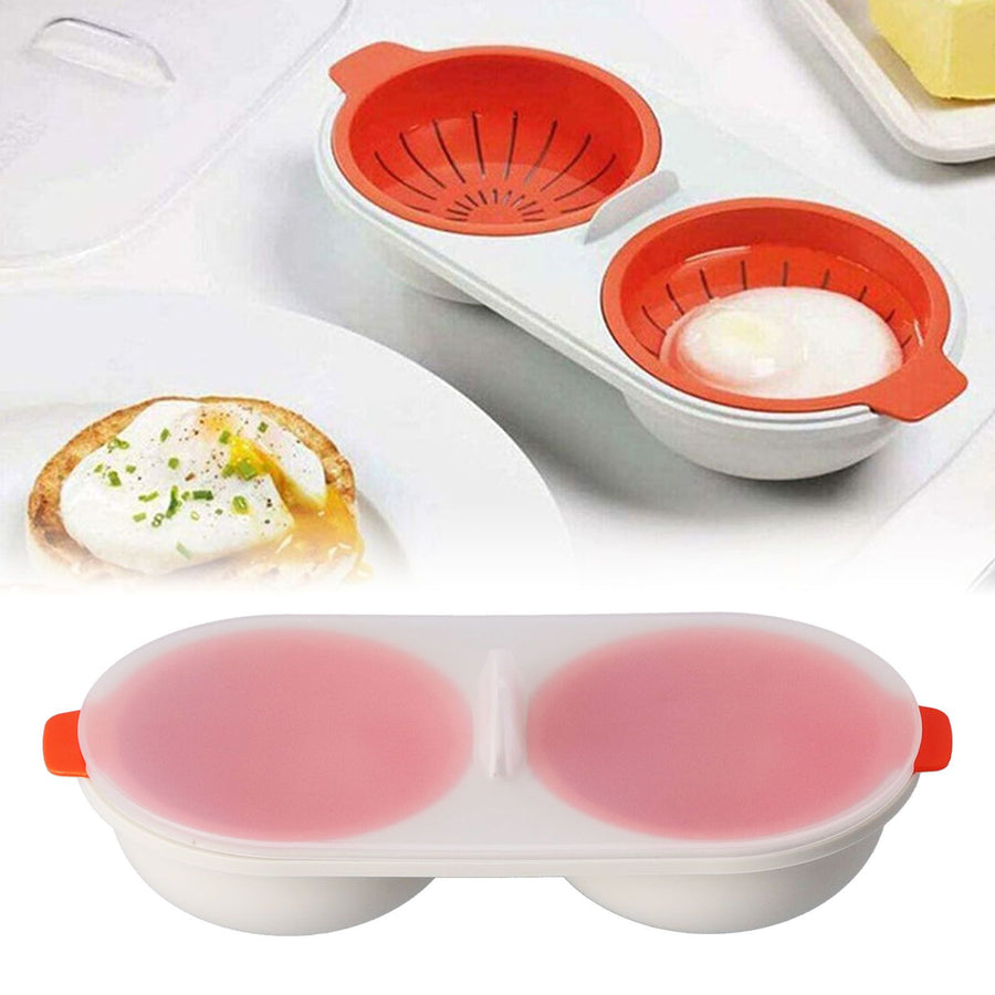 Microwave Egg Cooker Food Grade PP Removable Drain Basket Egg Cooker for Microwave Boiled EggsRed