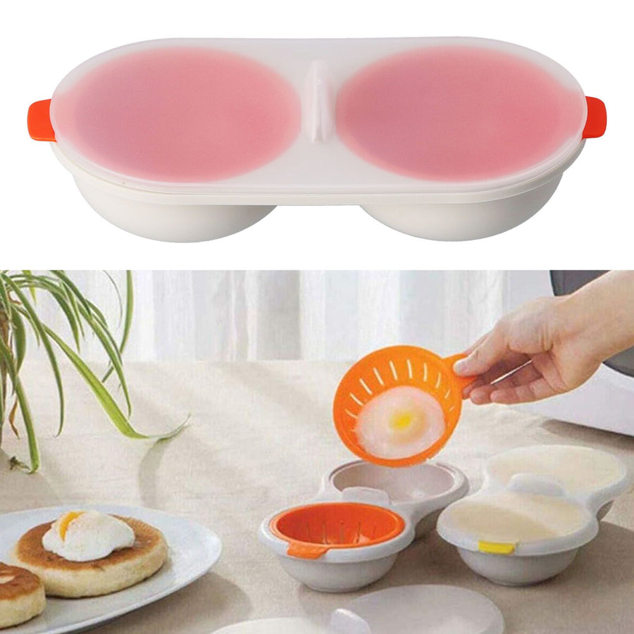 Microwave Egg Cooker Food Grade PP Removable Drain Basket Egg Cooker for Microwave Boiled EggsRed