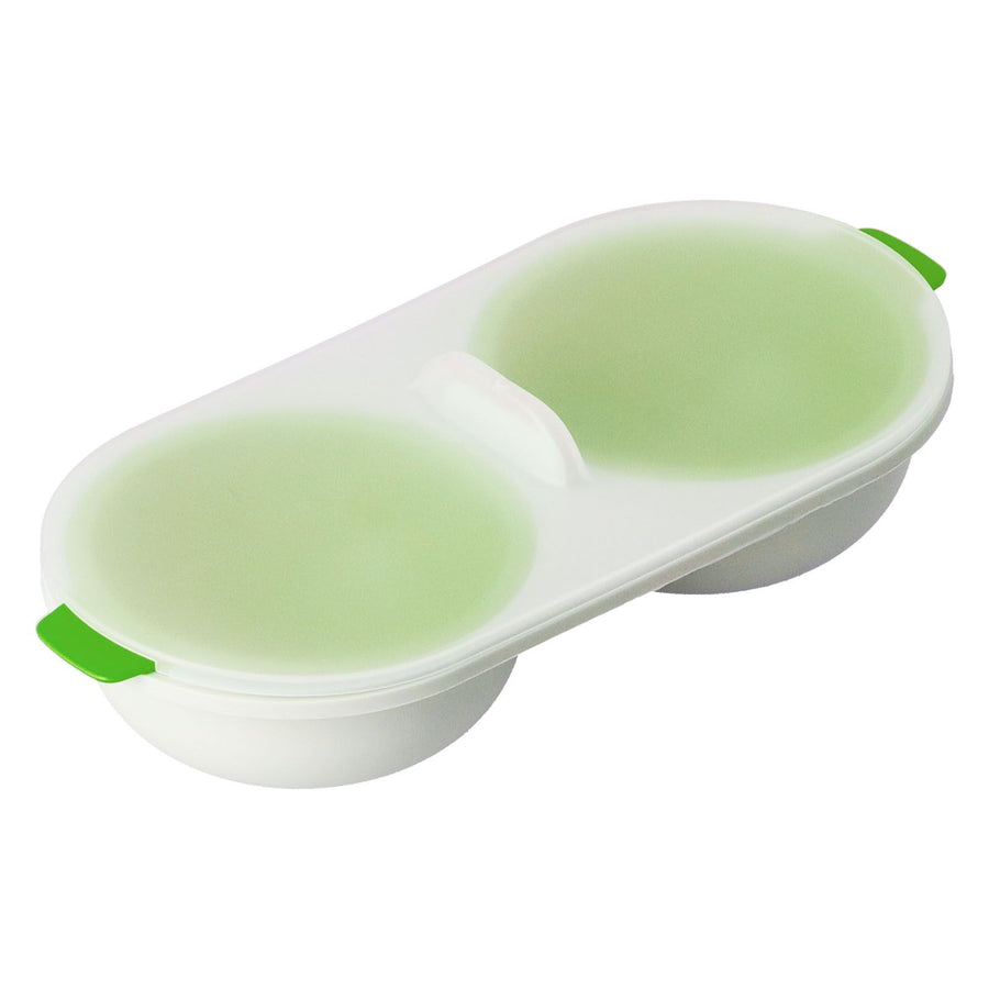 Microwave Egg Cooker Food Grade PP Removable Drain Basket Egg Cooker for Microwave Boiled EggsGreen
