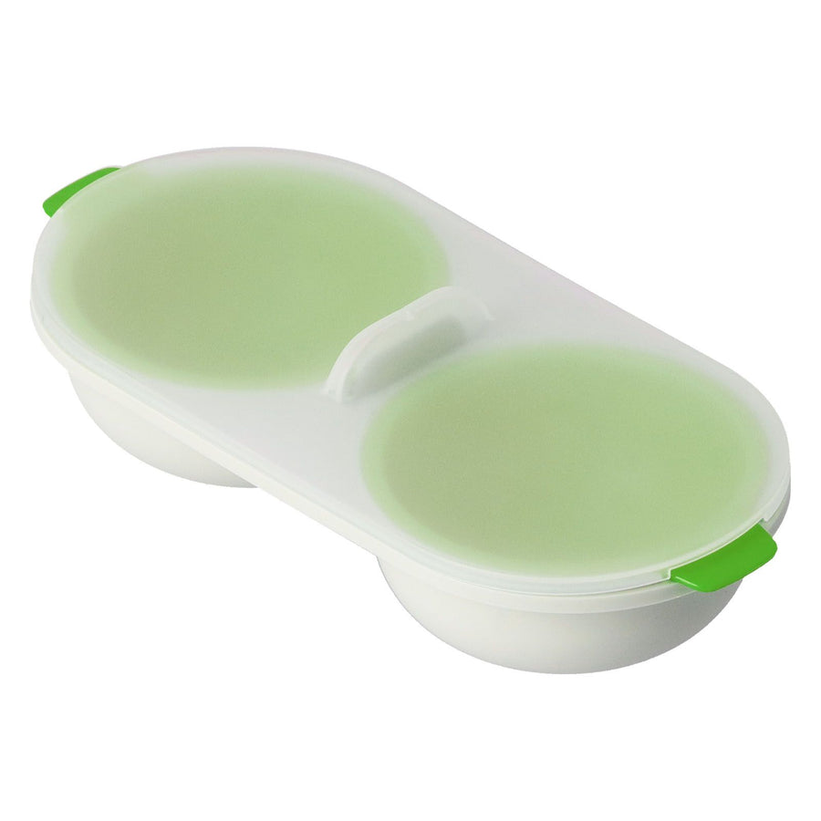 Microwave Egg Cooker Food Grade PP Removable Drain Basket Egg Cooker for Microwave Boiled EggsGreen