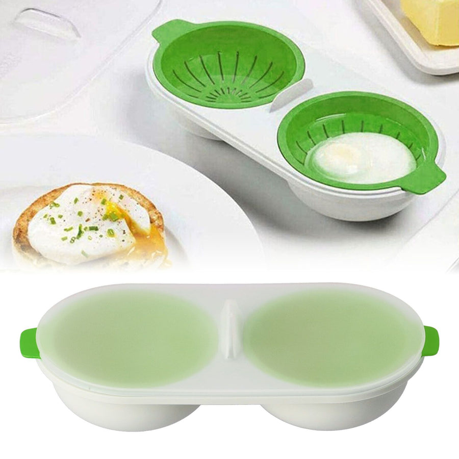 Microwave Egg Cooker Food Grade PP Removable Drain Basket Egg Cooker for Microwave Boiled EggsGreen