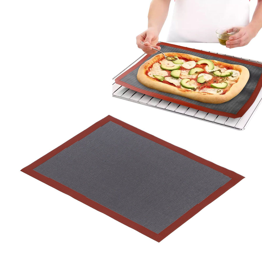 Silicone Hollow Baking Mat Non Slip Oven Liner Heat Resistant Pad Perforated Bread Mat(Red Black )