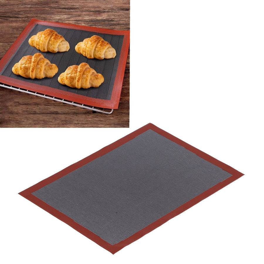 Silicone Hollow Baking Mat Non Slip Oven Liner Heat Resistant Pad Perforated Bread Mat(Red Black )