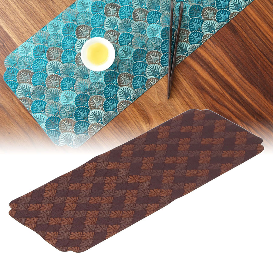 Cup Placemats Chinese Style Knitted Embroidery Tea Set Place Mats for Home TeahouseCoffee Color Fan Leaves
