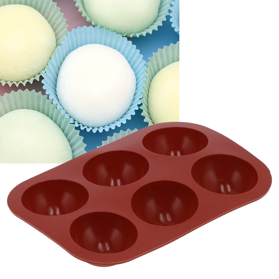 Silicone Mold Food Grade SemiSpherical Cake Mold Tray for Chocolate Soap Home Kitchen(6 Hole )