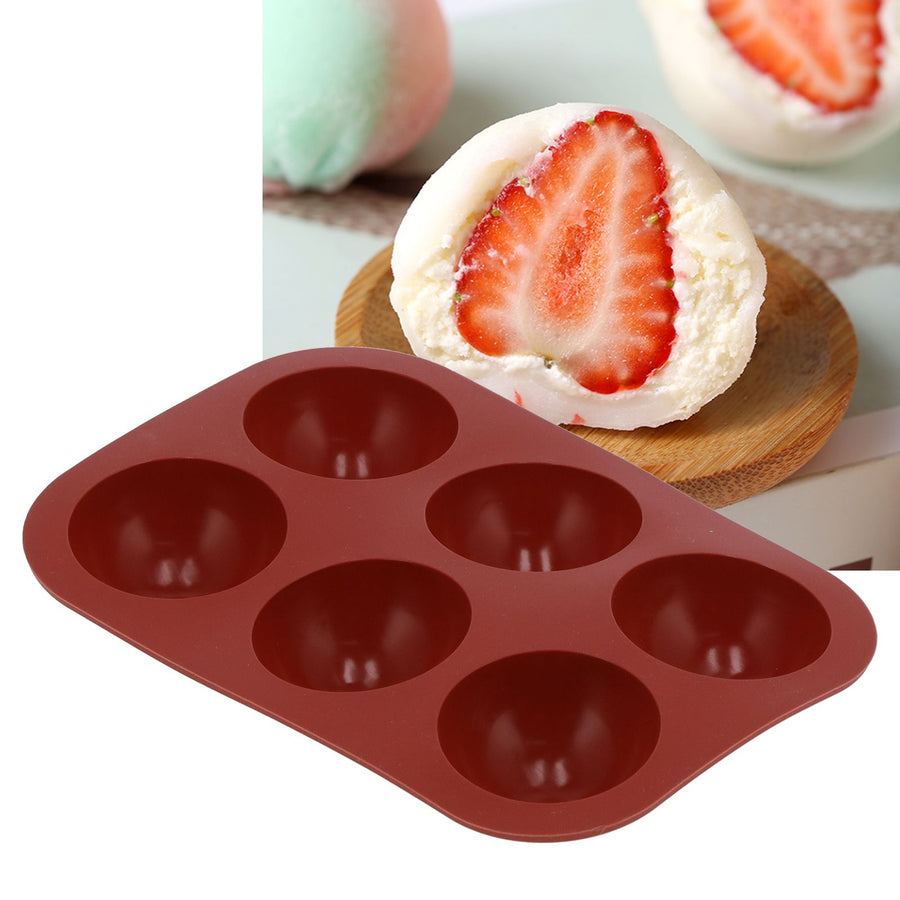Silicone Mold Food Grade SemiSpherical Cake Mold Tray for Chocolate Soap Home Kitchen(6 Hole )