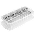 Stainless Steel Ice Cubes Reusable Whiskey Wine Chilling Stones with Ice Tong Storage Box4Pcs