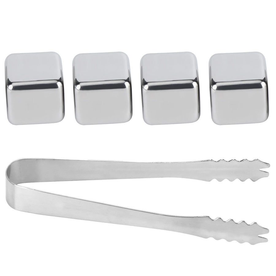 Stainless Steel Ice Cubes Reusable Whiskey Wine Chilling Stones with Ice Tong Storage Box4Pcs
