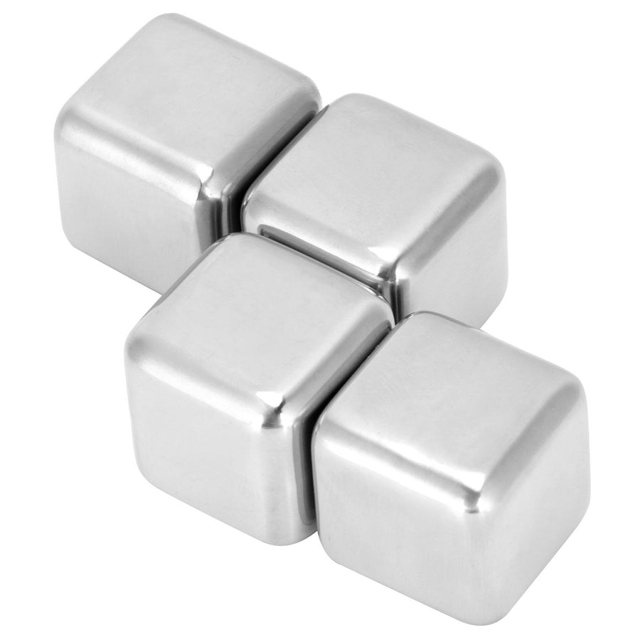 Stainless Steel Ice Cubes Reusable Whiskey Wine Chilling Stones with Ice Tong Storage Box4Pcs