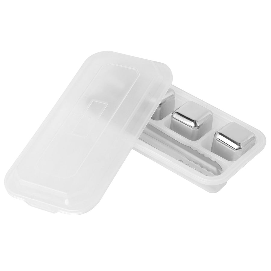 Stainless Steel Ice Cubes Reusable Whiskey Wine Chilling Stones with Ice Tong Storage Box4Pcs