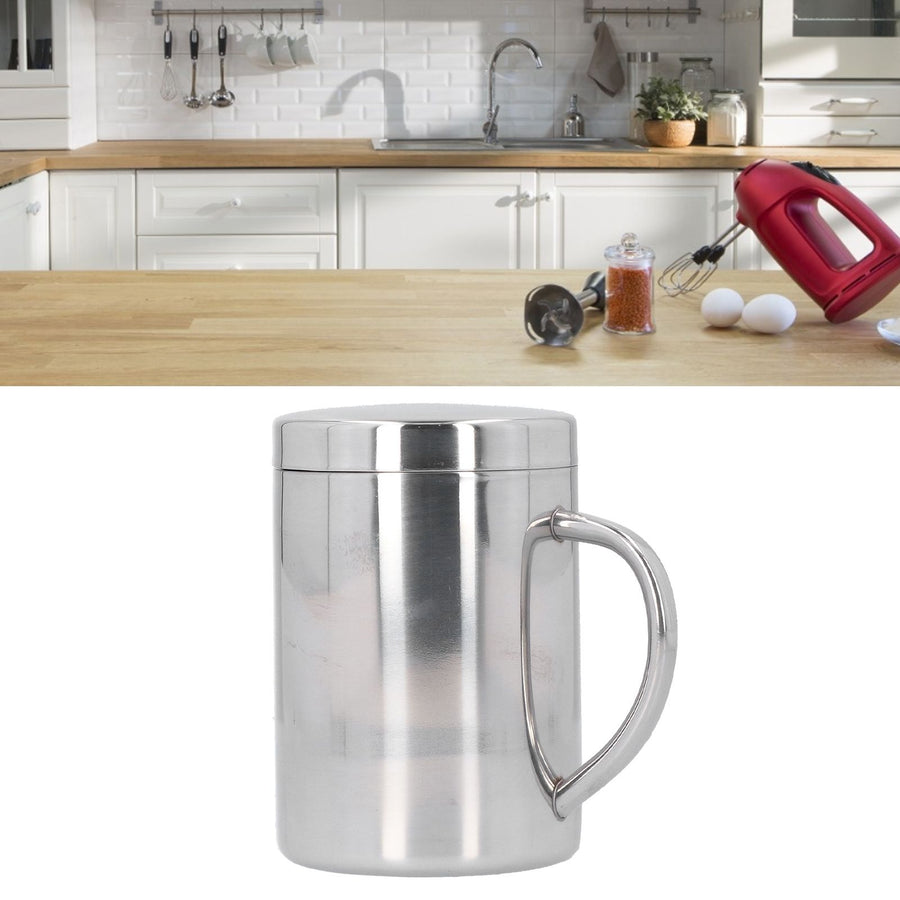 Stainless Steel DoubleLayer Coffee Cup with Handle Children's Cup with Lid Heat Insulation and AntiScalding Cup