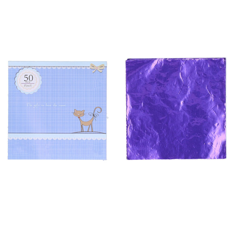 50Pcs DIY Baking Packaging Paper Glossy Tin Foil Paper for Home Chocolate Sweet BakeryPurple