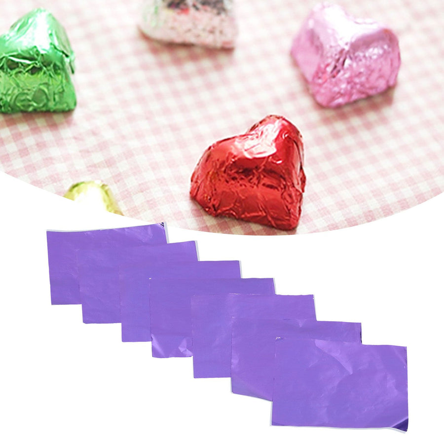50Pcs DIY Baking Packaging Paper Glossy Tin Foil Paper for Home Chocolate Sweet BakeryPurple