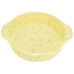 Round Cake Mold Pan NonStick Reusable Baking Pan with Handles Home Kitchen Bakeware(Yellow with Color Particle )