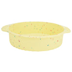 Round Cake Mold Pan NonStick Reusable Baking Pan with Handles Home Kitchen Bakeware(Yellow with Color Particle )