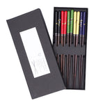 Wood Chopsticks 5 Pairs Reusable NonSlip Wooden Chopstick Household Tableware Utensils(Color Box Packing )