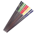 Wood Chopsticks 5 Pairs Reusable NonSlip Wooden Chopstick Household Tableware Utensils(Color Box Packing )