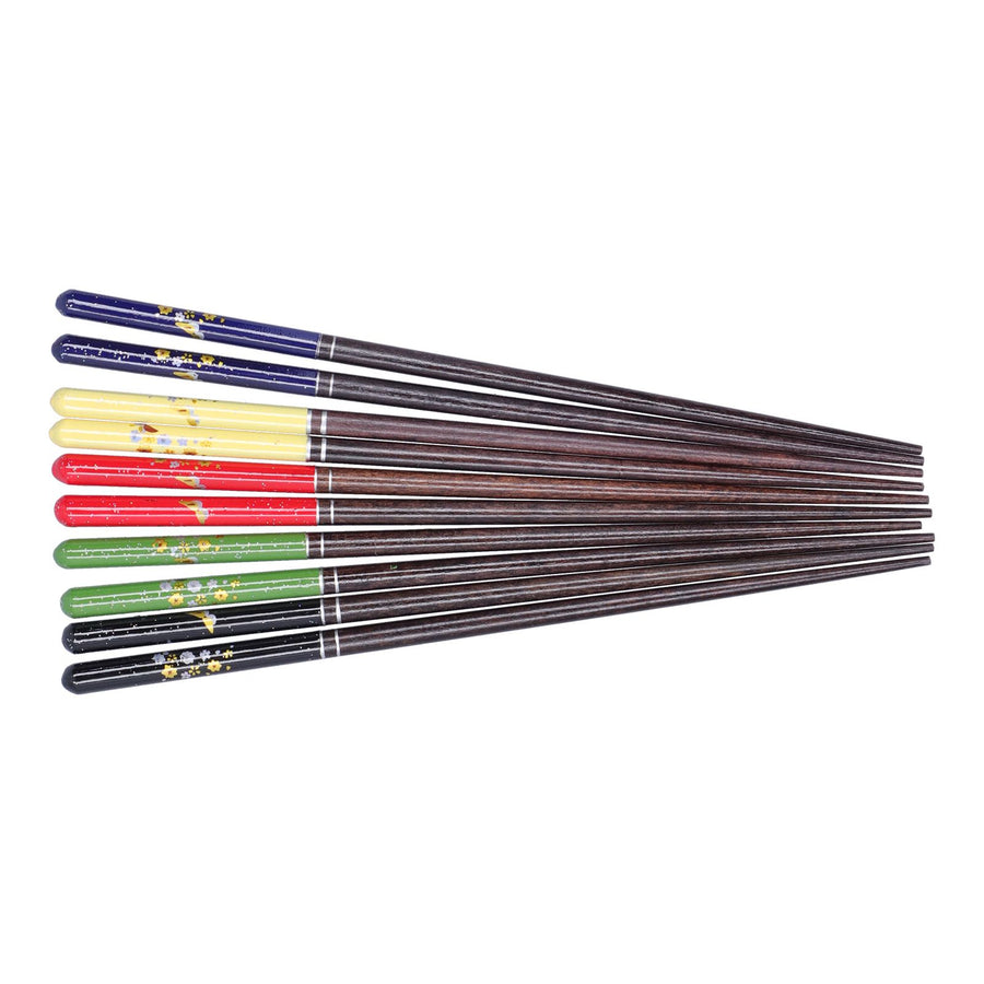 Wood Chopsticks 5 Pairs Reusable NonSlip Wooden Chopstick Household Tableware Utensils(Color Box Packing )