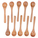 10pcs Wooden Spoon Children's Tableware Mini Round Seasoning Spoon with Long Handle for Kitchen5.1x1.2in