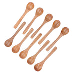 10pcs Wooden Spoon Children's Tableware Mini Round Seasoning Spoon with Long Handle for Kitchen5.1x1.2in