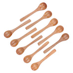 10pcs Wooden Spoon Children's Tableware Mini Round Seasoning Spoon with Long Handle for Kitchen5.1x1.2in