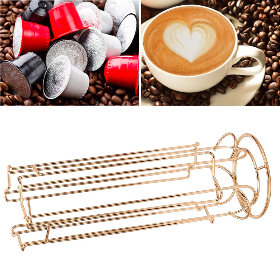 Coffee Capsule Holder Iron Wire Coffee Pod Storage Rack Shelve Holding 18PCS CapsuleGold