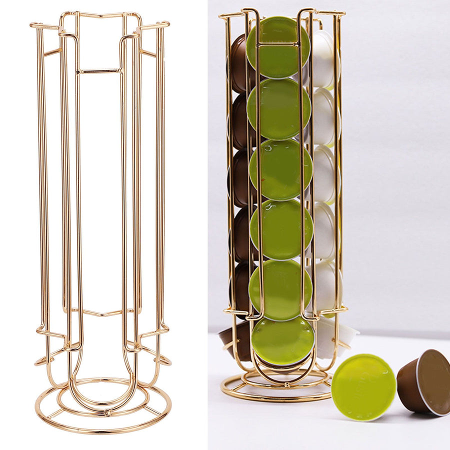 Coffee Capsule Holder Iron Wire Coffee Pod Storage Rack Shelve Holding 18PCS CapsuleGold