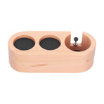 3Hole Coffee Portafilter Holder Wooden Tamper Stand Coffee Tamping Station with NonSlip Mat