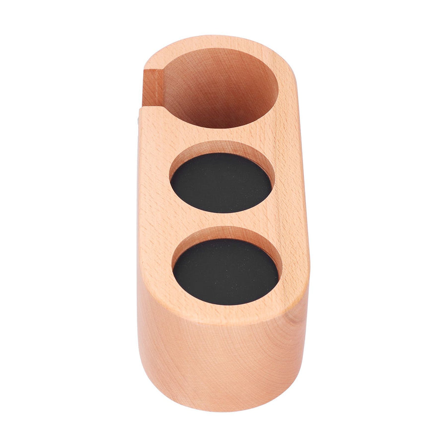 3Hole Coffee Portafilter Holder Wooden Tamper Stand Coffee Tamping Station with NonSlip Mat