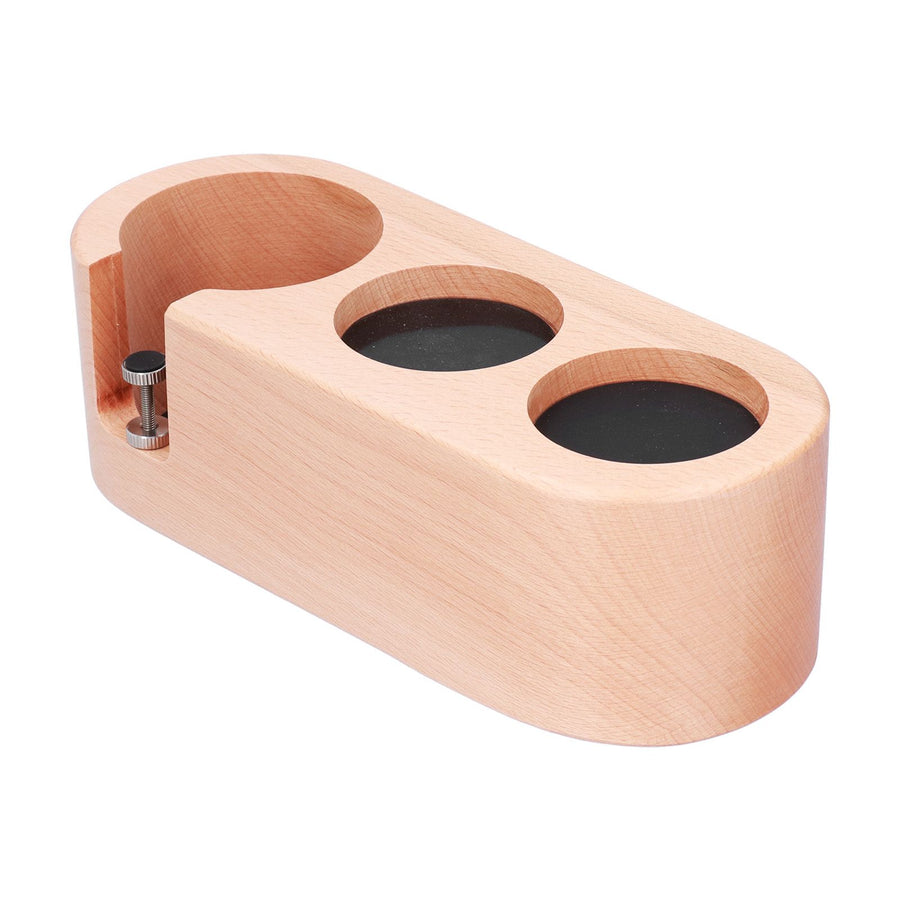 3Hole Coffee Portafilter Holder Wooden Tamper Stand Coffee Tamping Station with NonSlip Mat