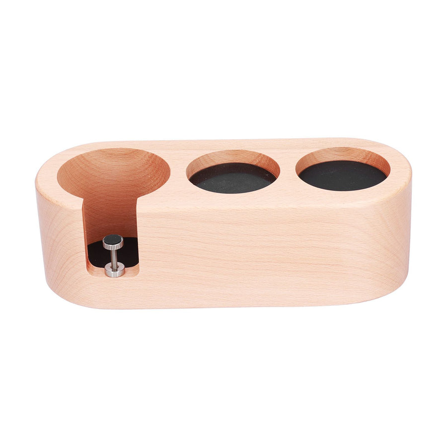 3Hole Coffee Portafilter Holder Wooden Tamper Stand Coffee Tamping Station with NonSlip Mat