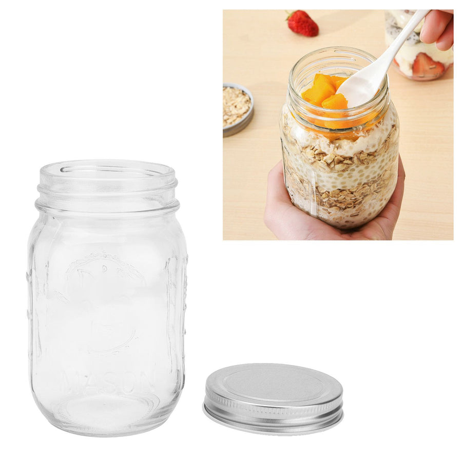500ml Food Storage Jar Clear Glass Canning Jar with Sealed Lid for Honey Jam Dry Food