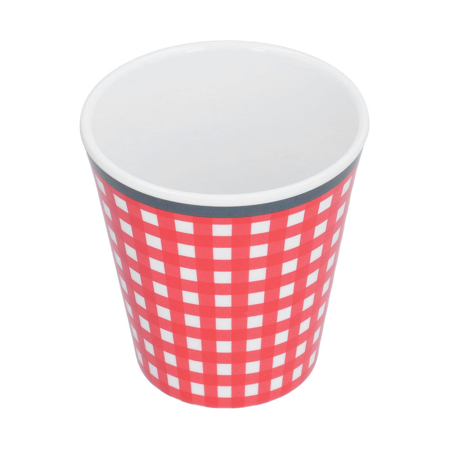 260ml Imitation Porcelain Water Cup Coffee Milk Cup Drinking Mug for Restaurant School UseRed Grid