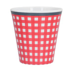260ml Imitation Porcelain Water Cup Coffee Milk Cup Drinking Mug for Restaurant School UseRed Grid
