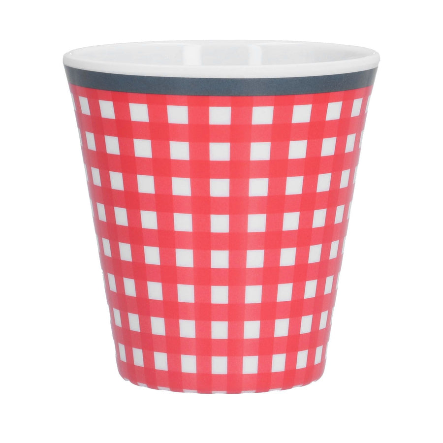 260ml Imitation Porcelain Water Cup Coffee Milk Cup Drinking Mug for Restaurant School UseRed Grid