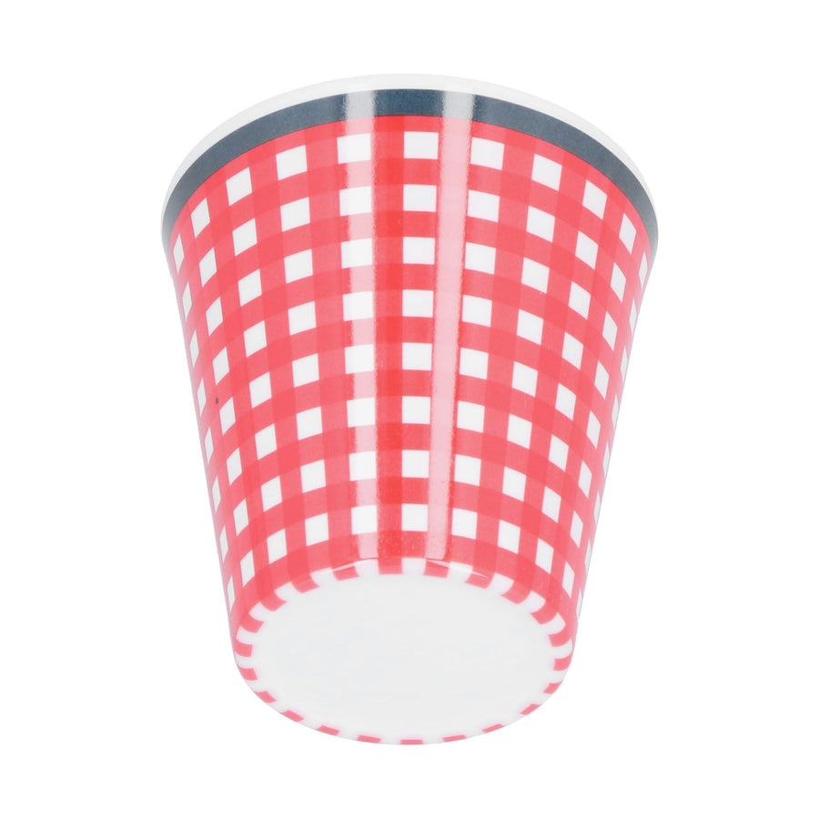260ml Imitation Porcelain Water Cup Coffee Milk Cup Drinking Mug for Restaurant School UseRed Grid