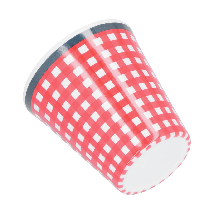 260ml Imitation Porcelain Water Cup Coffee Milk Cup Drinking Mug for Restaurant School UseRed Grid