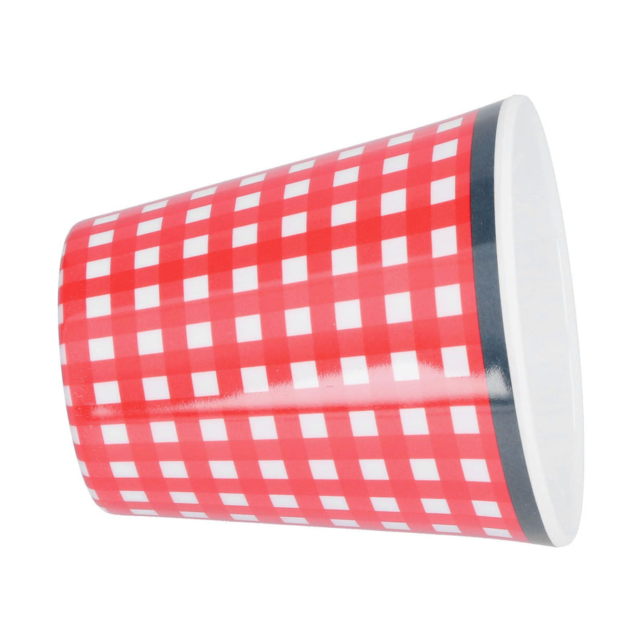 260ml Imitation Porcelain Water Cup Coffee Milk Cup Drinking Mug for Restaurant School UseRed Grid