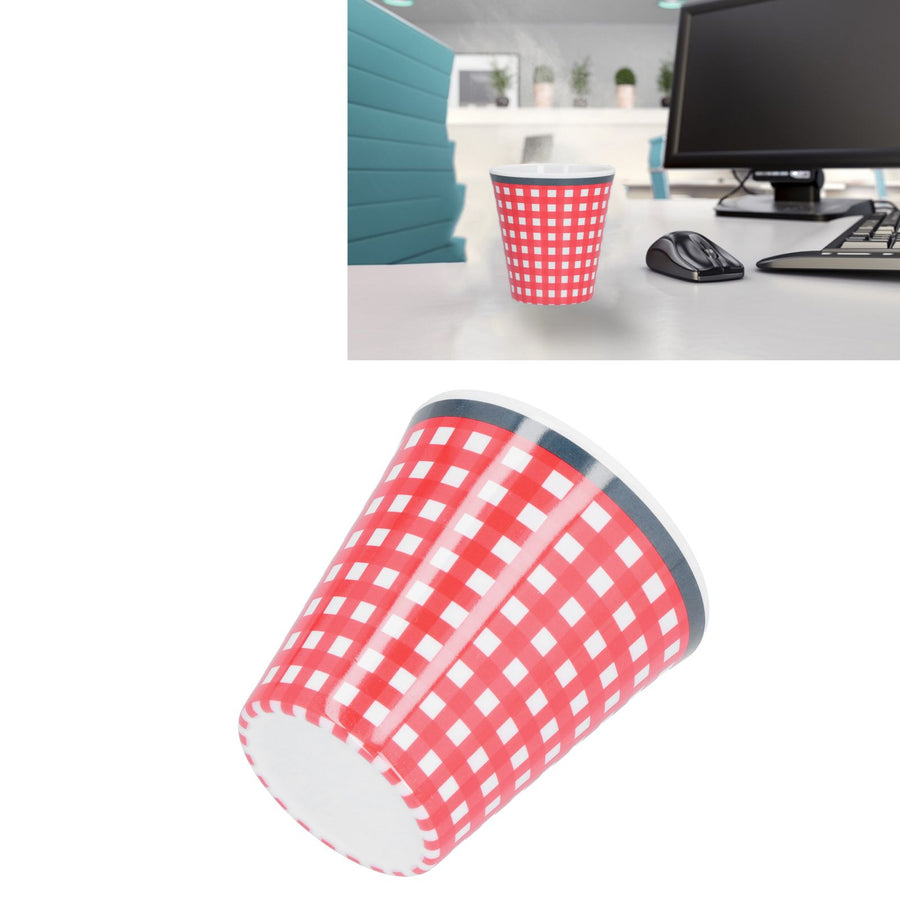 260ml Imitation Porcelain Water Cup Coffee Milk Cup Drinking Mug for Restaurant School UseRed Grid